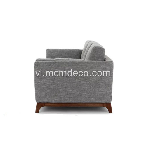 Sofa vải màu xám núi lửa Ceni với chân gỗ